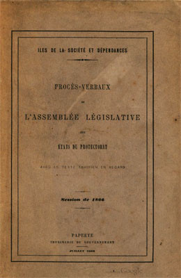 Procès verbaux de l’Assemblée législative des états du Protectorat (1866)