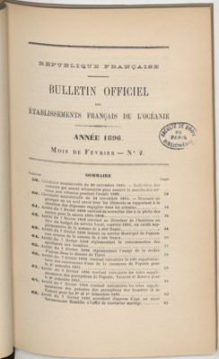 Bulletin officiel des Etablissements français de l’Océanie – Année 1896/2 Février
