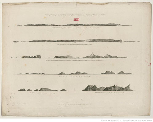 Views of parts of the South West coast of New Holland, with the islands of Oparo and the Snares (1798)