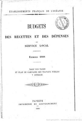 Budget des recettes et des dépenses du service local – Exercice 1888