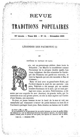 Légendes des paumotu – I (1905)