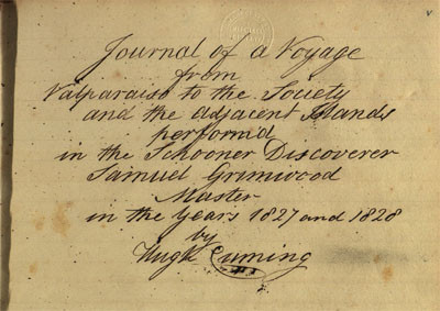 Journal of a Voyage from Valparaiso to the Society and the Adjacent Islands (1827-1828)