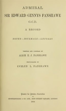 Admiral Sir Edward Gennys Fanshawe, G.C.B.; a record, notes - jo