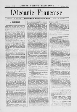 L’Océanie française du mardi 23 juillet 1887