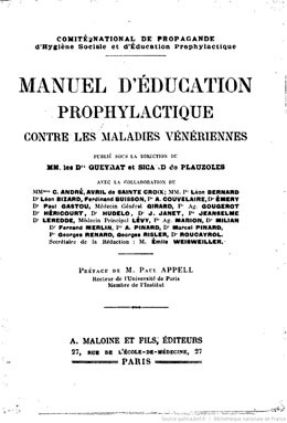 Manuel d’éducation prophylactique contre les maladies vénériennes (1922)