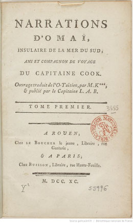Narrations d’Omaï, insulaire de la mer du Sud – Sixième narration : Cook (1790)