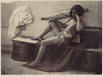 Femme des îles Marquises aux jambes tatouées – Paul-Emile Miot (1870)