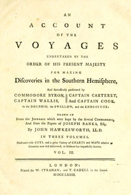 An account of the voyages undertaken by the order of His present Majesty for making discoveries in the Southern Hemisphere – Tomme III (1773)