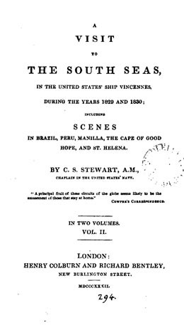 A visit to the South seas, in the United States ship Vincennes, during the years 1829 and 1830 – Volume II (1832)