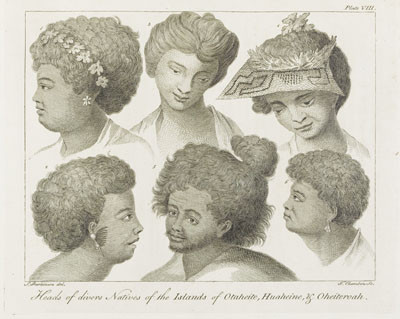 Visages des natifs de Tahiti, Huahine et Raiatea (1784)