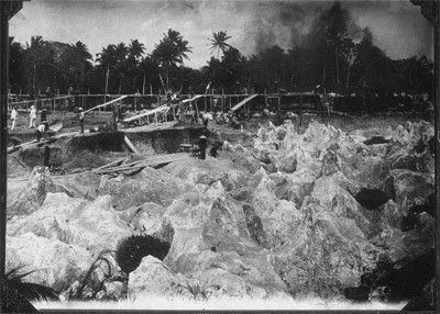 Phosphate fields and workers, Makatea (1926)