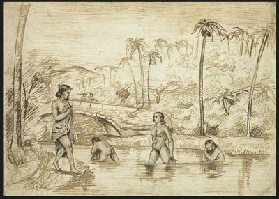 Baignade en rivière – Pottier (1855)