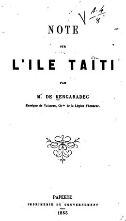 Note sur l’île de Taïti (1865)