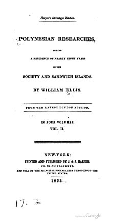 Polynesian researches, during a residence of nearly eight years in the Society and Sandwich islands – Tome 2 (1833)