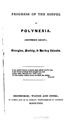 Progress of the gospel in Polynesia (1831)