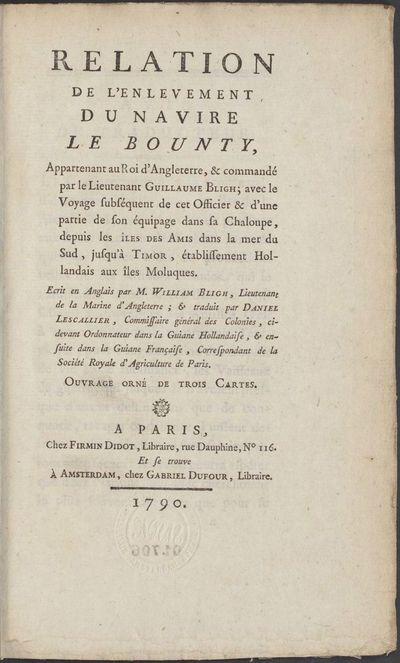 Relation de l’enlèvement du navire le Bounty (1790)