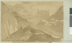 Le Diadème depuis le plateau au-dessus de la vallée de la Fautaua (1854)