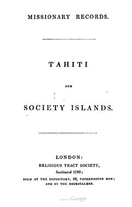 Missionary records – Tahiti and Society islands (1840)