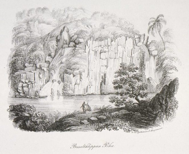Le Piha, rochers basaltiques à Tahiti (1838)