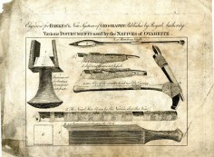Divers outils utilisés par les natifs de Tahiti