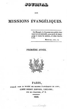 Journal des missions évangéliques – Première année (1826)