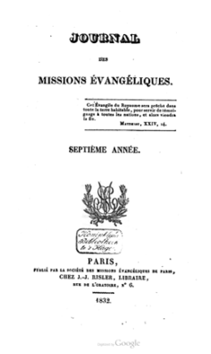 Journal des missions évangéliques – Septième année (1832)