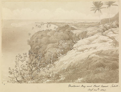 Baie de Matavai et Pointe Vénus – Sir Edward Gennys Fanshawe – 24 août 1849