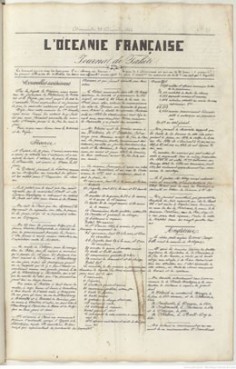 L’Océanie française – Journal de Tahiti – 29 décembre 1844