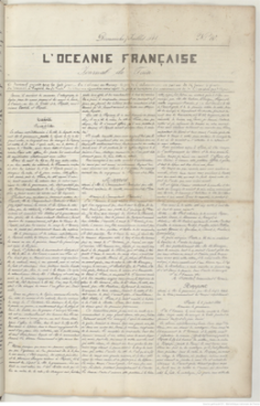 L’Océanie française – Journal de Taïti – N°10 du 7 juillet 1844