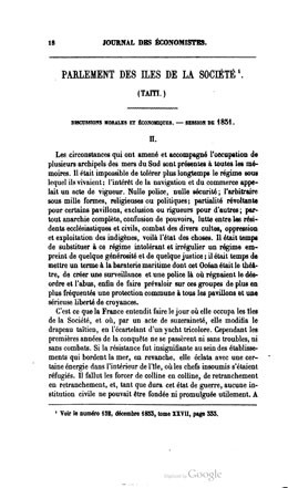 Journal des économistes – Parlement des îles de la Société – Partie II (1854)