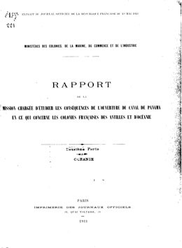 Rapport sur les conséquences de l’ouverture du canal de Panama pour les colonies françaises d’Océanie (1913)