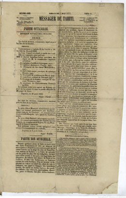 Messager de Tahiti – 1er mai 1853