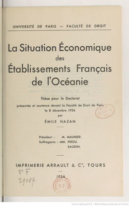 La situation économique des établissements français de l’Océanie (1936)