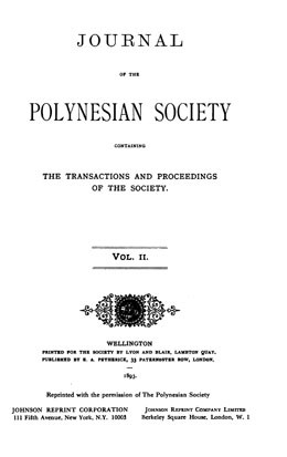 The journal of the Polynesian Society – Vol. II (1893)