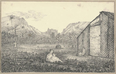 Vue de Outoutounoa avec la maison de Bicknell (1822)