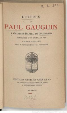 Lettres de Paul Gauguin à Georges-Daniel de Monfreid (1908)
