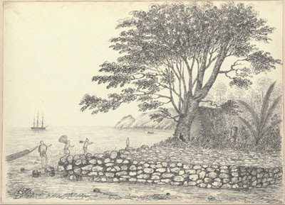 Marae et dieux à Resolution Bay – Marquises (1822)