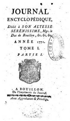 Journal encyclopédique – Année 1771 – Tome I
