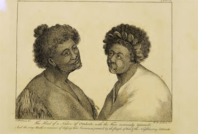Portrait de natifs de Tahiti ayant de curieux tatouages (1773)