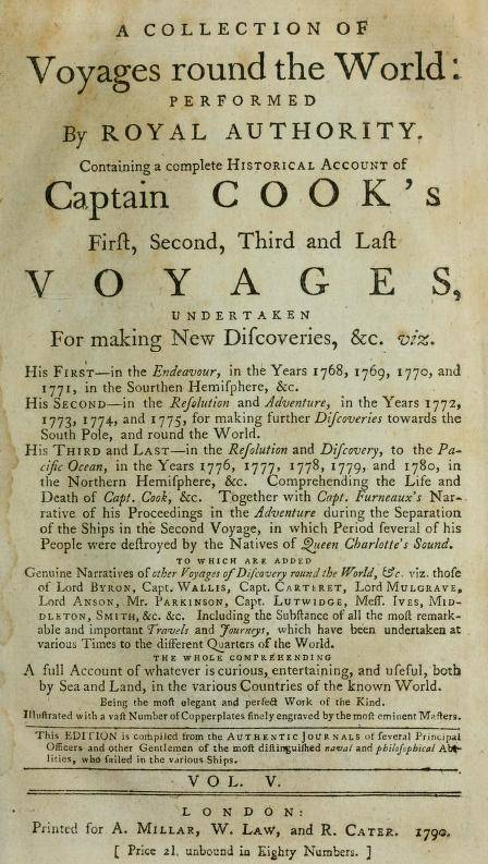 A Collection of voyages round the world : performed by Royal authority – Volume V (1790)