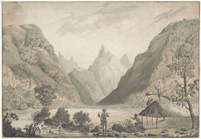Vue intérieure de la baie d’Oitapeeah dans l’île Otaheite (1777)