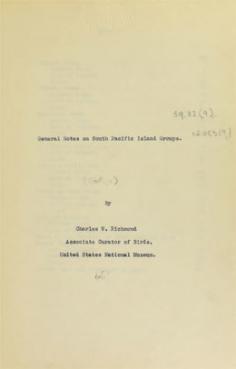General notes on South Pacific island groups (1920-1923)