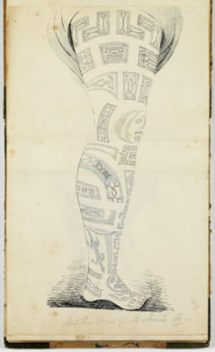 Autre vue de la jambe tatouée de la reine de Tahuata (1837-1840)